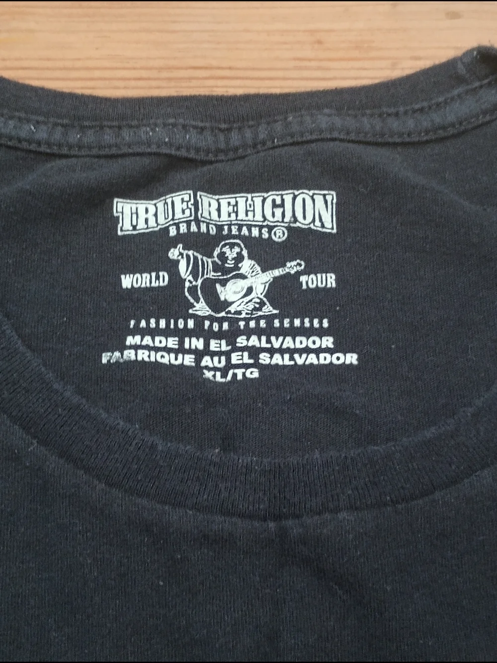 True Religion Graphic Tee in Black with Red and White Logo Buddha On Back XL